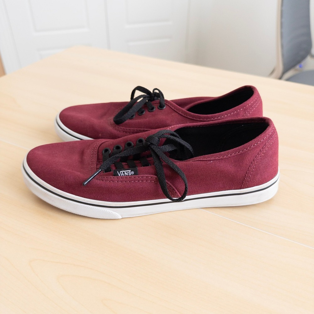 Vans Authentic M4.5 W6 Burgundy Canvas Low Top Lace Up Skate Shoes Streetwear